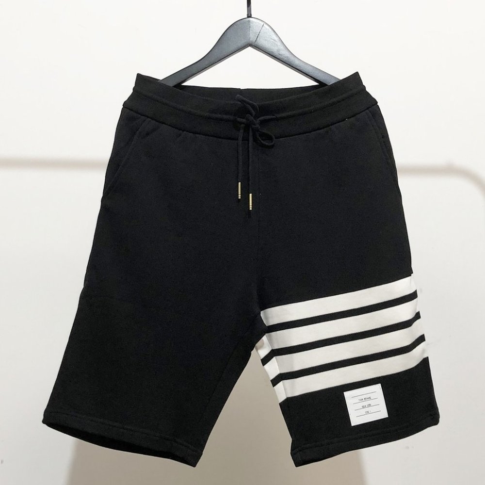 Thom Browne Black Stripes Knitted Sports Shorts